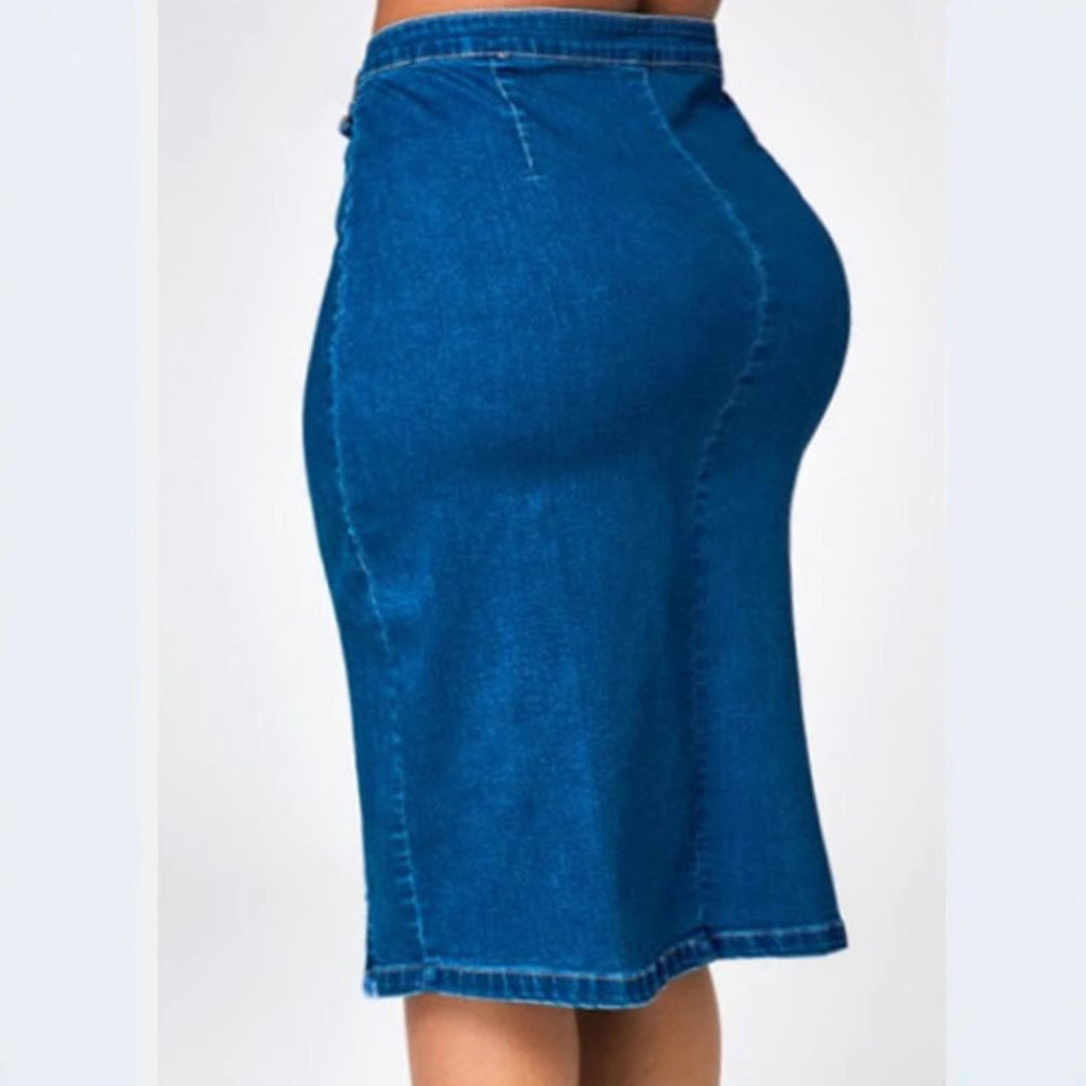 Bestselling Slit Denim Long Skirt, INS Irregular Women's Midi Skirt
