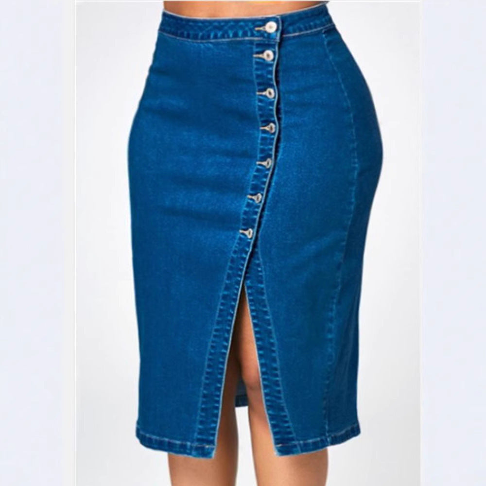Bestselling Slit Denim Long Skirt, INS Irregular Women's Midi Skirt