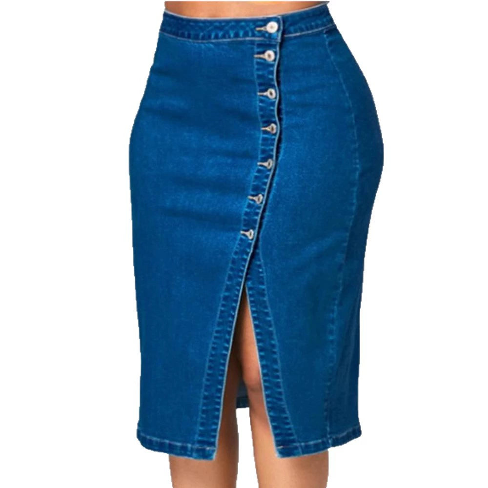 Bestselling Slit Denim Long Skirt, INS Irregular Women's Midi Skirt