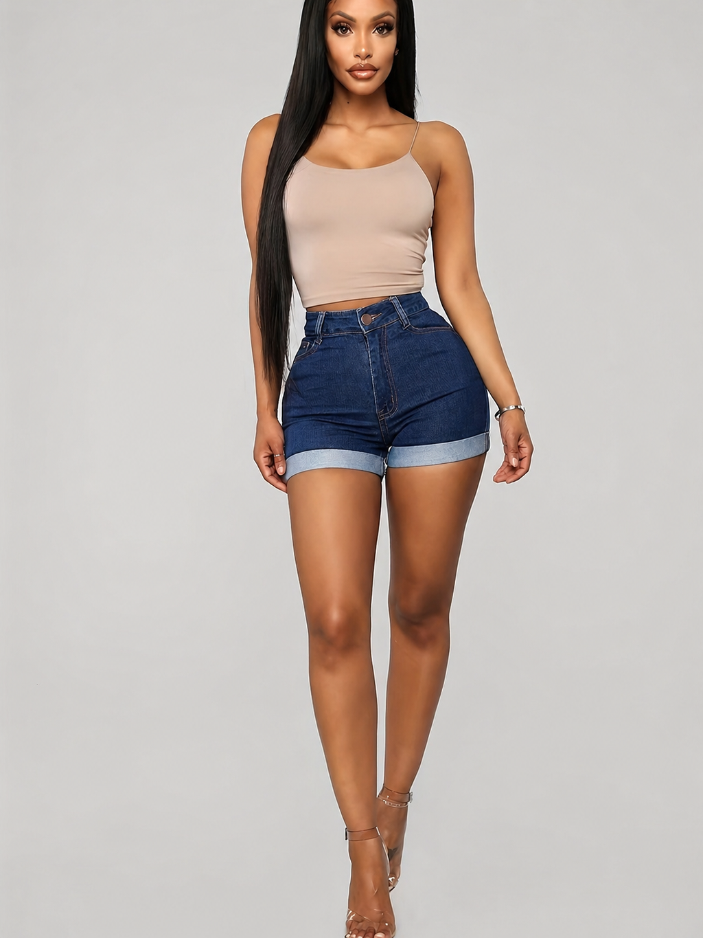 Women's denim shorts, women's denim jeans and clothing,Women's High Waisted Denim Shorts Stretch Slim Fit Distressed Summer Jean Shorts Casual Streetwear with Rolled Hem
